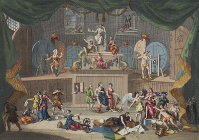 A lottó, illusztráció a „Hogarth Restored: The Whole Works of the híres William Hogarth, újrametszett Thomas Cook” című kocsmából. 1812 (kézzel színezett metszet) alkotó: William Hogarth