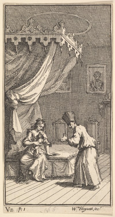 Az új metamorfózis, 5. tábla: Fantasio, Lapkutyává változva, a Donnával, The..., 1724. alkotó: William Hogarth