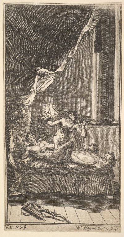 Az új metamorfózis, 6. tábla: Ámor és psziché története, 1724. alkotó: William Hogarth