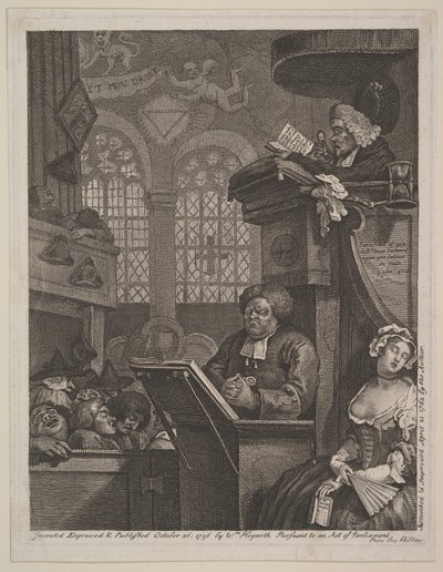 Az alvó gyülekezet, 1762. április 21. alkotó: William Hogarth