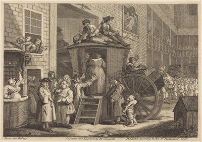 A postakocsi, avagy a vidéki fogadó udvara alkotó: William Hogarth