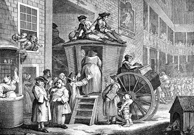 The Stage Coach vagy Country Inn Yard, 1747 alkotó: William Hogarth