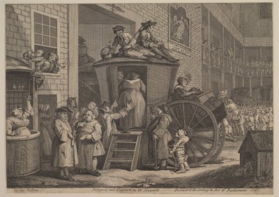 The Stage Coach, vagy The Country Inn Yard, 1747. alkotó: William Hogarth