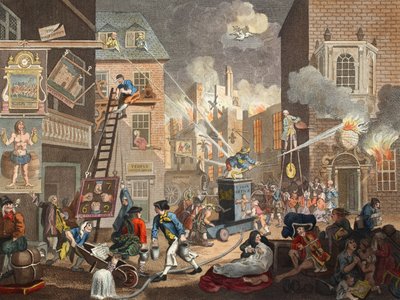 The Times, I. tábla, illusztráció a "Hogarth Restored: The Whole Works of the Celebrated William Hogarth, re-engraved by Thomas Cook", pub. 1812 (kézzel színezett metszet) alkotó: William Hogarth