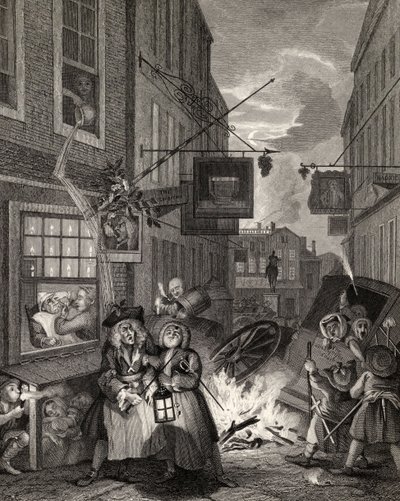 Times of the Day: Night, a William Hogarth műveiből, 1833-ban alkotó: William Hogarth