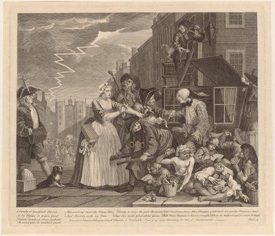 Adósság miatt letartóztatva, 4. lap a „Egy kicsapongó élete” című sorozatból alkotó: William Hogarth