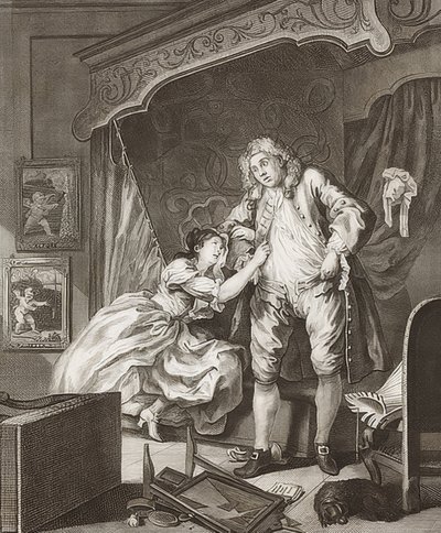 Kétrészes epizód: Előtte és Utána. 2. lap: Utána / Utána. 1736 alkotó: William Hogarth