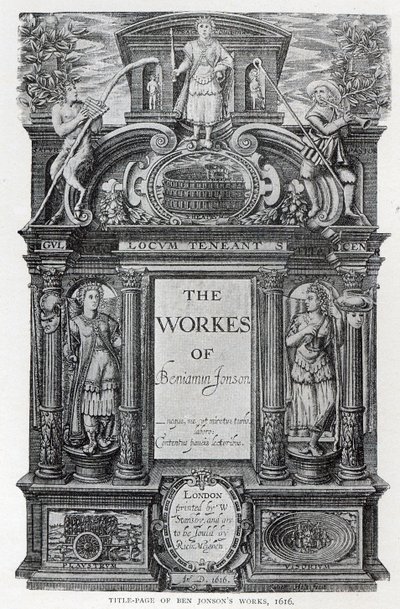Címlap a „Benjamin Jonson műveihez”, 1616 alkotó: William Hole