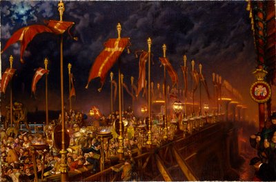 London Bridge a walesi herceg és hercegnő házasságának éjszakáján, 1863 alkotó: William Holman Hunt