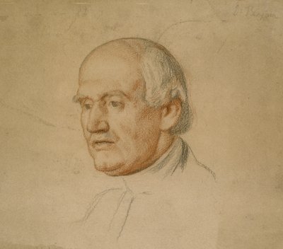 Dr. Bloxham portréja (fekete-piros kréta barna kártyán) alkotó: William Holman Hunt