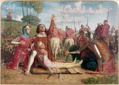 Rienzi megesküszik, hogy jóvátételt kap fiatal testvére haláláért, aki az Orsini és a Colonna közötti összecsapás áldozata volt alkotó: William Holman Hunt