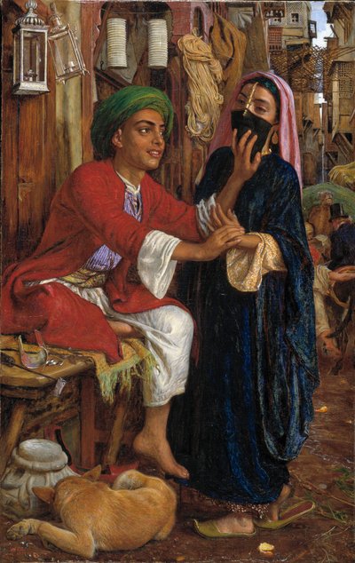 Kairói utcakép: A lámpáskészítő udvarlása alkotó: William Holman Hunt