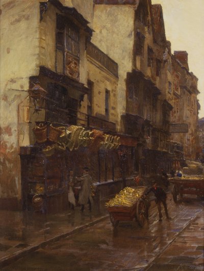 The Cradle of the Wills Tobacco Firm, Mary-le-Port Street, Bristol, 1902 körül (olaj, vászon) alkotó: William Holt Yates Titcomb