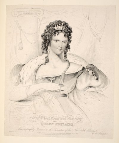 Legkegyelmesebb Adelaide királynője, a New North Briton előfizetőinek legnagyobb tisztelettel bemutatva, kocsma. 1830 alkotó: William Home Lizars