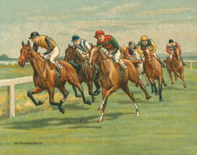 Történelmi és modern versenyek, síkfutás, lóverseny, modern (chromolitho) alkotó: William Hounsom Byles