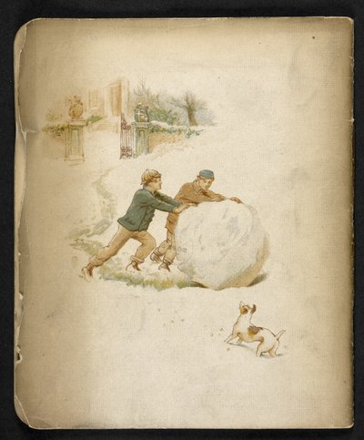 Gyerekek és egy hógolyó.  The Holiday Train: a „Dulce Domum” dala ... Illusztrálta: W. J. Webb.  Frederick Langbridge  London, 1891 alkotó: William J. Webbe or Webb