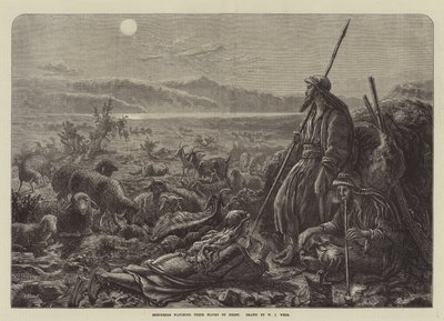 Pásztorok figyelik a nyájukat éjjel alkotó: William J. Webbe or Webb