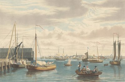 Boston: A haditengerészet nyugati végi hajóházából, 1833-ban. alkotó: William James Bennett