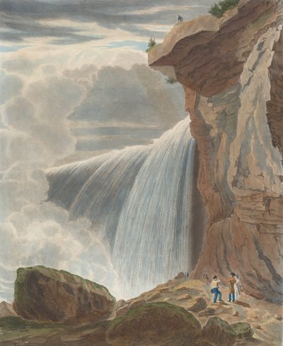 Niagara Falls from Under Table Rock, 1829. alkotó: William James Bennett