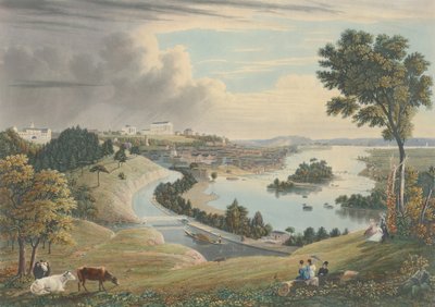 Richmond: A vízművek feletti dombról, 1834-ben jelent meg. alkotó: William James Bennett