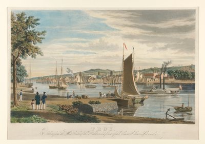 Trója. A Hudson nyugati partjáról készült, az Egyesült Államok Arzenálja előtt. alkotó: William James Bennett