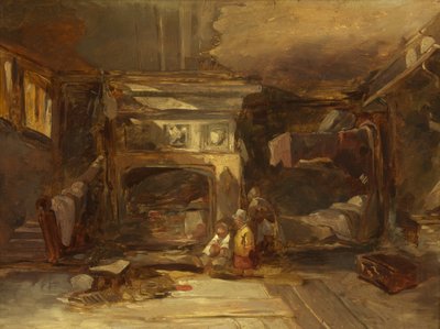A Welsh Interior, 1844 körül (olaj, panel) alkotó: William James Muller