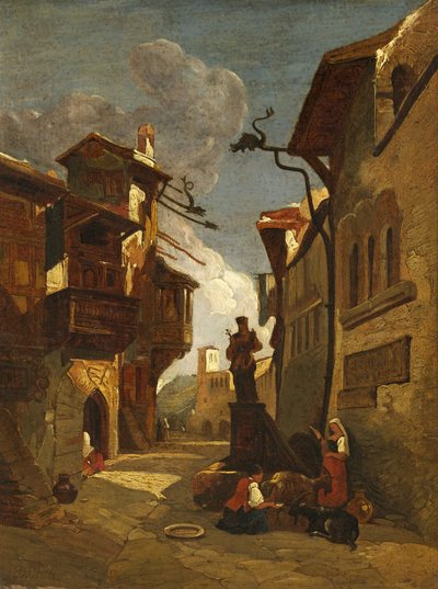 Olasz utcai jelenet alkotó: William James Muller
