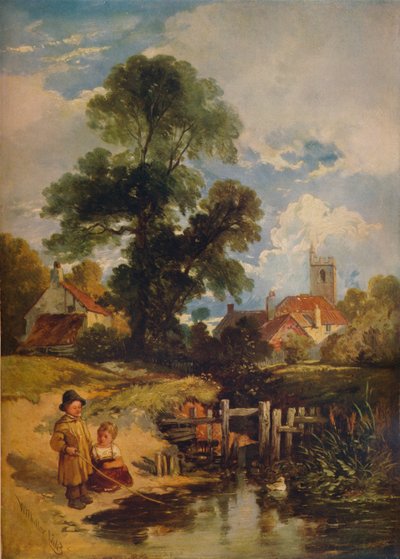 Folyói jelenet gyerekekkel A fiatal horgászok, 1843 alkotó: William James Muller