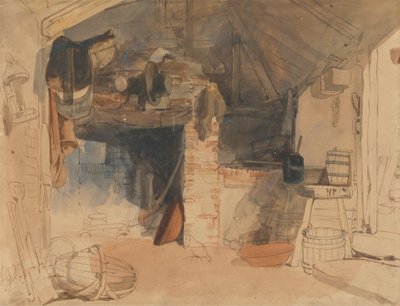 Egy rusztikus belső jelenet tanulmányozása alkotó: William James Muller