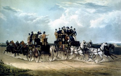 A Hockward Common felett áthaladó Brighton Day Mails, Charles Hunt gravírozása alkotó: William Joseph (after) Shayer