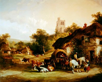 The Swan Inn (olaj a panelen) alkotó: William Joseph Shayer