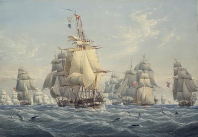 Egy brit osztag teljes vitorlás alatt, delfinekkel alkotó: William Joy
