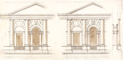 The Treasury, Whitehall, London: A homlokzat alternatív domborzatai alkotó: William Kent