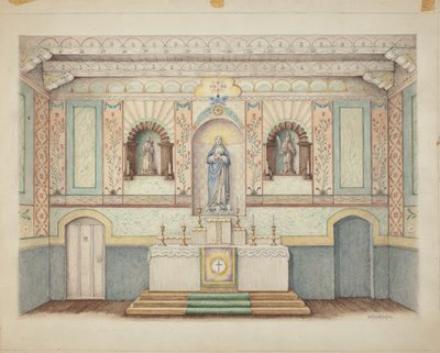 La Purisima Mission – 1941-ben restaurálták, kb. 1942. alkotó: William Kieckhofel
