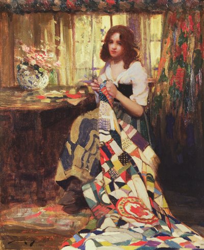 The Patchwork Quilt (olaj, vászon) alkotó: William Lee Hankey