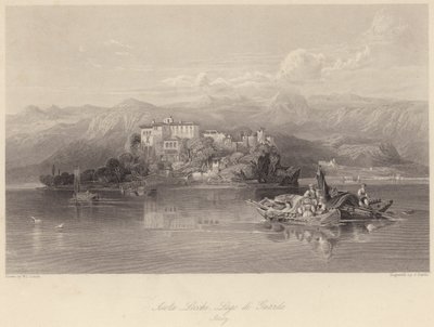 Isola Lechi, Garda-tó, Olaszország (metszet) alkotó: William Leighton (after) Leitch