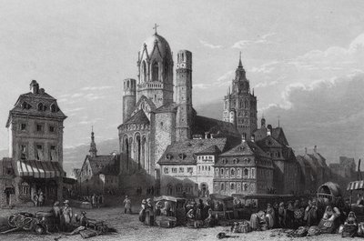 Mayencei székesegyház, Rajna (metszet) alkotó: William Leighton (after) Leitch