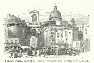 Nápoly, Porta Capuana (metszet) alkotó: William Leighton (after) Leitch