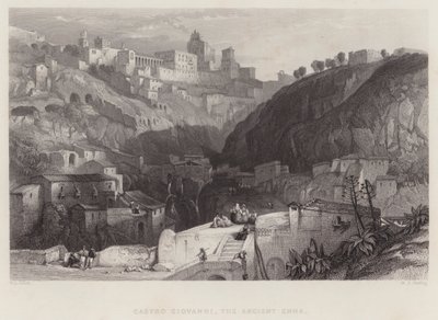 Castro Giovanni, az ókori Enna (metszet) alkotó: William Leighton Leitch