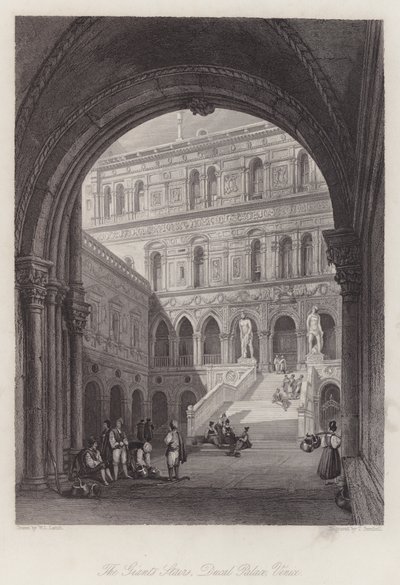 Az óriások lépcsője, Hercegi palota, Velence (metszet) alkotó: William Leighton Leitch