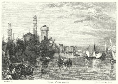 Velence, Burano-sziget (metszet) alkotó: William Linton