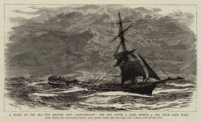 Történet a tengerről, a Northbrook brit hajó a gálát követő napon, 1885. március 4-én, a Horn-fok közelében alkotó: William Lionel Wyllie