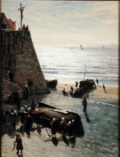 A halászhajó felhúzása (olaj, vászon) alkotó: William Lionel Wyllie