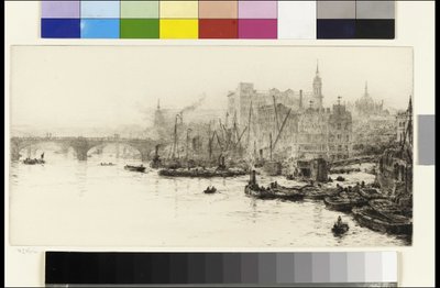 London Bridge, Cannon Street és Billingsgate alkotó: William Lionel Wyllie