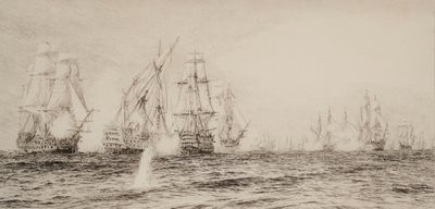 Négy árbocos hajók harcolnak alkotó: William Lionel Wyllie