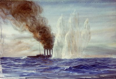 Southampton a jütlandi csatában, 1916-18 körül (akvarell) alkotó: William Lionel Wyllie