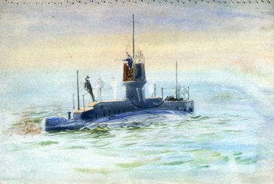 D7 tengeralattjáró, 20. század eleje (akvarell, grafit) alkotó: William Lionel Wyllie