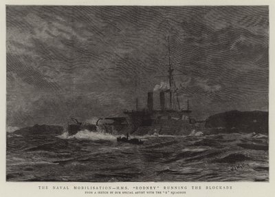 A haditengerészeti mozgósítás, H.M.S. Rodney a blokád alatt alkotó: William Lionel Wyllie