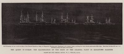 A királynő Dublinban, a Csatorna-flotta hajóinak megvilágítása Kingstown kikötőjében alkotó: William Lionel Wyllie