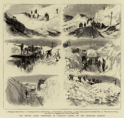 A legutóbbi nagy hóvihar Skóciában, jelenetek a Highland Railway-n alkotó: William Lionel Wyllie